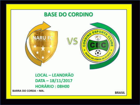 Futebol Maranhense: A base do Cordino enfrentará o Narú em partida amisotosa.